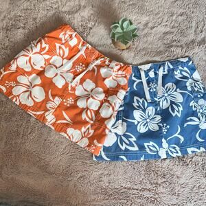 Mini Boden Orange and Blue Tropical Print Casual Skirts Set of 2 Size 9/10Y